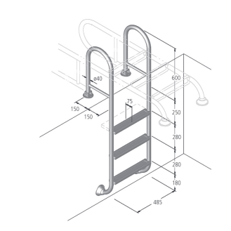 Eichenwald Poolleiter Modell 02 Tina klappbar Beckentiefe 780mm 2 Stufen-Beschreibung lesen
