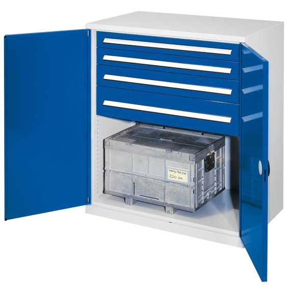 Kappes Schwerlast-Beistellschränke ohne Mitteltrennwand 1110x1000x600mm Modell 62 Doppelwandtüren enzianblau-Beschreibung lesen