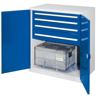 Kappes Schwerlast-Beistellschränke ohne Mitteltrennwand 1110x1000x600mm Modell 62 Doppelwandtüren enzianblau-Beschreibung lesen