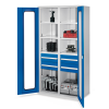 Kappes Schwerlastschränke mit Mitteltrennwand 1950x1000x600mm Sichtfenstertüren Modell 52 enzianblau