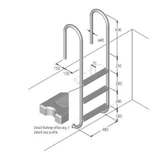 Poolleiter aus Edelstahl 780 mm 2 Stufen-Beschreibung lesen