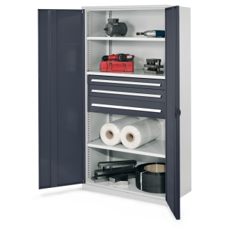 Robuster Schrank ohne Mitteltrennwand 1950x1000x600mm mit Vollblechtüren-Beschreibung lesen