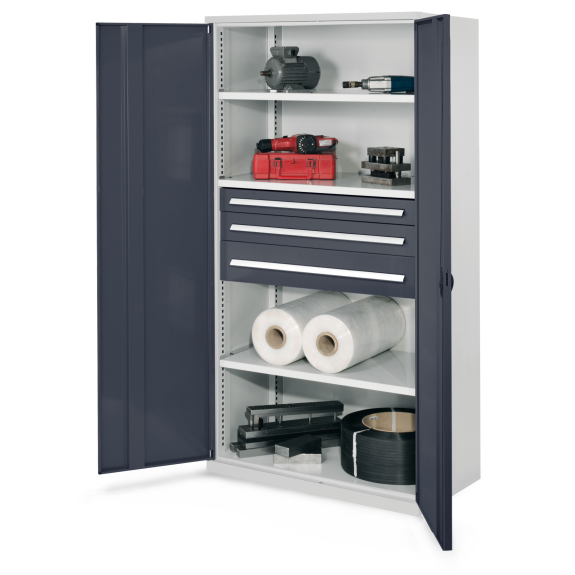 Robuster Schrank ohne Mitteltrennwand 1950x1000x600mm mit Vollblechtüren-Beschreibung lesen