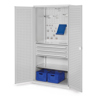 Schubladenschrank mit Lochplattentüren 1950x1000x600mm-Beschreibung lesen