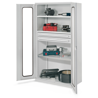 Schwerlastschrank ohne Mitteltrennwand mit Sichtfenstertüren 1950x1000x600mm-Beschreibung lesen