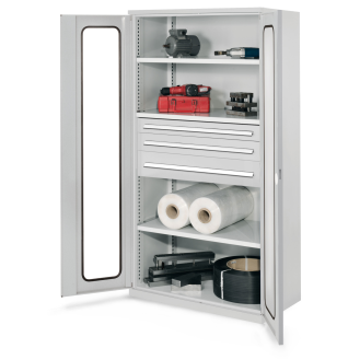 Schwerlastschrank ohne Mitteltrennwand 1950x1000x600mm mit Sichtfenstertüren-Beschreibung lesen