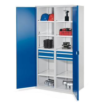 Kappes Schwerlastschränke mit Mitteltrennwand 1950x1000x600mm Doppelwandtüren Modell 56 enzianblau-Beschreibung lesen