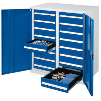 Kappes Schwerlast-Beistellschränke mit Mitteltrennwand 1110x1000x600mm Vollblechtüren Modell 72 enzianblau-Beschreibung lesen