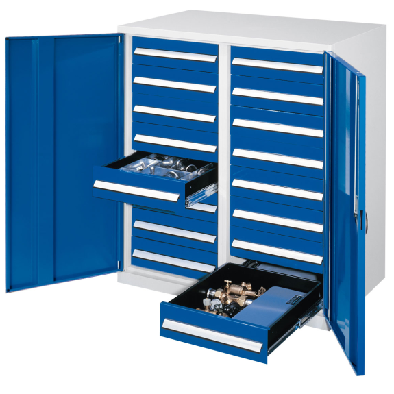Kappes Schwerlast-Beistellschränke mit Mitteltrennwand 1110x1000x600mm Vollblechtüren Modell 72 enzianblau-Beschreibung lesen