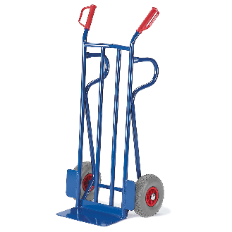 Rollcart Sackkarre -964- mit Rückwand aus Flachstahl 1250mm hoch Schaufelbreite 400mm Luftbereifung-Beschreibung lesen