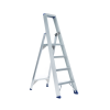 ASC Eurostairs Stufenstehleiter einseitig eloxiert mit Plattform 4 Stufen