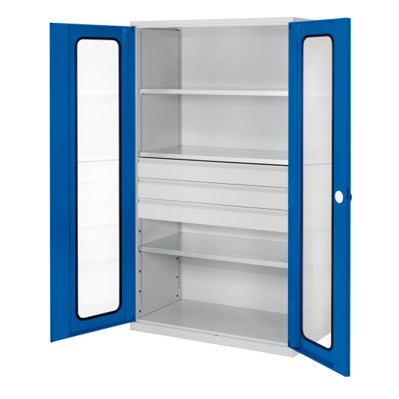 Kappes RasterPlan Großvolumenschränke 1950x1130x590mm Sichtfenstertüren Modell 4 enzianblau-Beschreibung lesen