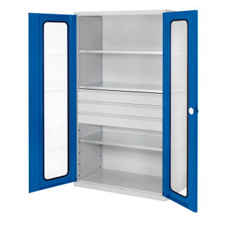 Kappes RasterPlan Großvolumenschränke 1950x1130x590mm Sichtfenstertüren Modell 4 enzianblau-Beschreibung lesen