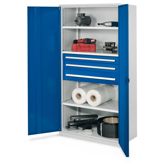 Kappes Schwerlastschränke ohne Mitteltrennwand 1950x1000x600mm Modell 46 Vollblechtüren enzianblau-Beschreibung lesen