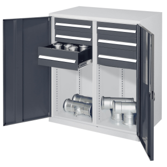 Kappes Schwerlast-Beistellschränke mit Mitteltrennwand 1110x1000x600mm Vollblechtüren Modell 74 anthrazitgrau-Beschreibung lesen