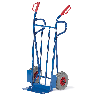 Rollcart Sackkarre -962- mit Rückwand aus Flachstahl 1200mm hoch Schaufelbreite 400mm Luftbereifung-Beschreibung lesen