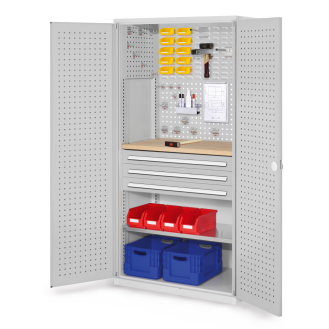 Schubladenschrank mit Lochplattentüren 1950x1000x600mm-Beschreibung lesen