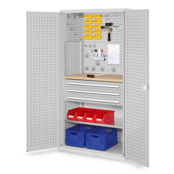 Schubladenschrank mit Lochplattentüren 1950x1000x600mm-Beschreibung lesen
