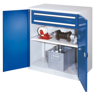 Kappes Schwerlast-Beistellschränke ohne Mitteltrennwand 1110x1000x600mm Modell 61 Doppelwandtüren enzianblau-Beschreibung lesen