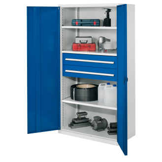 Kappes Schwerlastschränke ohne Mitteltrennwand 1950x1000x600mm Modell 42 Vollblechtüren enzianblau-Beschreibung lesen
