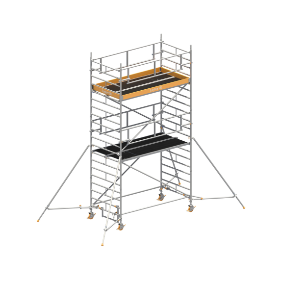 Layher Rollgerüst Uni Breit P2 Safety Plus mit Doppelgeländer und ausziehbaren Gerüststützen 6,20m AH-Beschreibung lesen