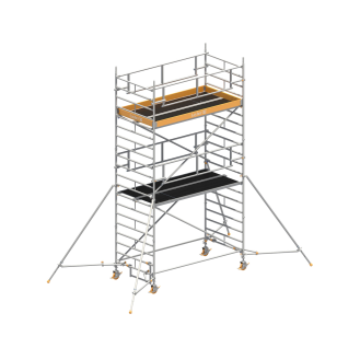 Layher Rollgerüst Uni Breit P2 Safety Plus mit Doppelgeländer und ausziehbaren Gerüststützen 6,20m AH-Beschreibung lesen