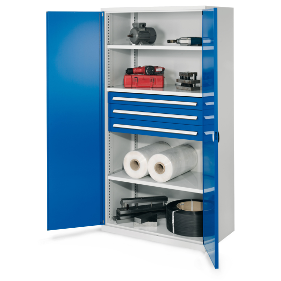 Kappes Schwerlastschränke ohne Mitteltrennwand 1950x1000x600mm Modell 43 Doppelwandtüren enzianblau-Beschreibung lesen