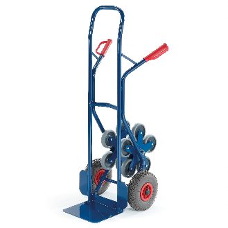 Rollcart Stahlrohr-Treppenkarre, mit fünfarmigen Vollgummi- Radsternen und Luftbereifung, Schaufelbreite 300mm-Beschreibung lesen