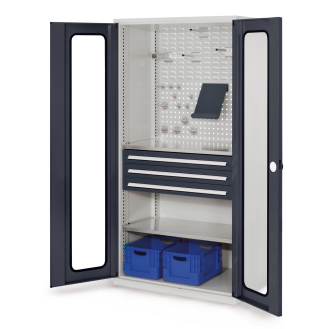 Kappes RasterPlan Schubladenschränke 1950x1000x600mm Sichtfenstertüren Modell 32 anthrazitgrau-Beschreibung lesen
