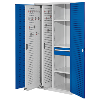 Kappes RasterPlan Vertikalschränke 1950x1000x600mm Modell 82 Lochplattentüren enzianblau-Beschreibung lesen