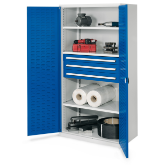 Kappes Schwerlastschränke ohne Mitteltrennwand 1950x1000x600mm Modell 43 Schlitzplattentüren enzianblau-Beschreibung lesen