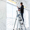 ASC Eurostairs Stufenstehleiter einseitig eloxiert mit Plattform 8 Stufen