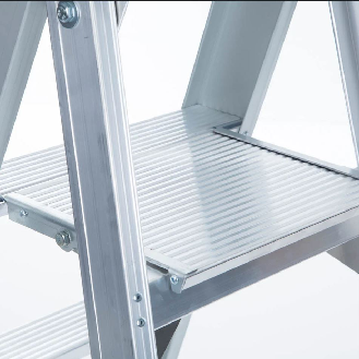 ASC Eurostairs Stufenstehleiter einseitig eloxiert mit Plattform 8 Stufen-Beschreibung lesen