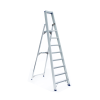 ASC Eurostairs Stufenstehleiter einseitig eloxiert mit Plattform 8 Stufen