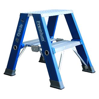ASC Premium- Stufenstehleiter DT-2 2x2 Stufen mit 2,50m Arbeitshöhe-Beschreibung lesen
