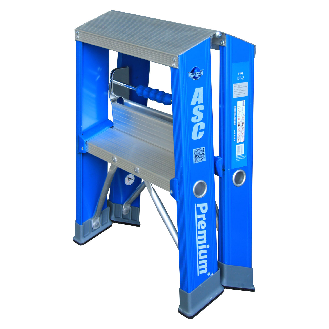 ASC Premium- Stufenstehleiter DT-2 2x2 Stufen mit 2,50m Arbeitshöhe-Beschreibung lesen
