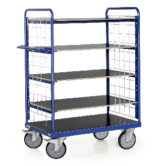 Protaurus Etagenwagen F600 mit 5 Ladeflächen und vergitterten Stirnwänden 1500mm hoch 850x500mm-Beschreibung lesen