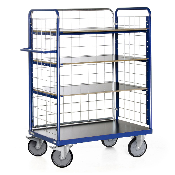 Protaurus Etagenwagen F600 mit 4 Ladeflächen und 3 Gitterwänden 1500mm hoch 1000x700mm-Beschreibung lesen