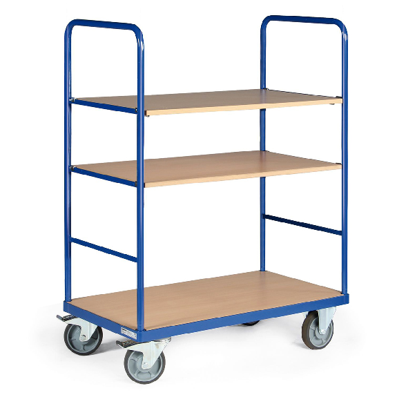 Protaurus Etagenwagen F500 mit 3 Ladeflächen und Schiebebügel gerade 1000x700mm obere Ladeflächen ohne Bordkante-Beschreibung lesen