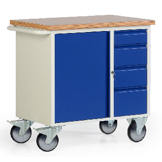 Protaurus fahrbare Werkbank Serie 300 mit Schrankfach und 4 Schubladen-Beschreibung lesen