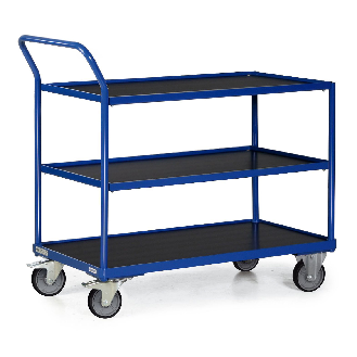 Protaurus Tischwagen F300 mit Bordkante 3 Ladeflächen und schräg abgewinkeltem Schiebegriff 850x500mm-Beschreibung lesen