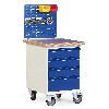 Protaurus Werkstatt-Rollcontainer mit 4 Schubladen, 35mm Multiplexplatte und Schlitzplatte