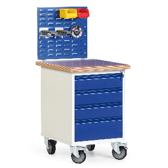 Protaurus Werkstatt-Rollcontainer mit 4 Schubladen, 35mm Multiplexplatte und Schlitzplatte-Beschreibung lesen