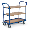 Protaurus Etagenwagen F250 mit 2 Schiebegriffen und 3 Ladeflächen 850x500mm mit Bordkante unten
