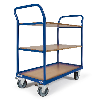 Protaurus Etagenwagen F250 mit 2 Schiebegriffen und 3 Ladeflächen 850x500mm mit Bordkante unten-Beschreibung lesen
