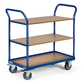 Protaurus Etagenwagen F250 mit 2 Schiebegriffen und 3 Ladeflächen 850x500mm mit Bordkante unten-Beschreibung lesen
