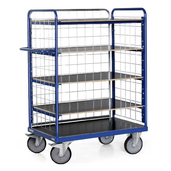 Protaurus Etagenwagen F600 mit 5 Ladeflächen und 3 Gitterwänden 1800mm hoch 1000x600mm-Beschreibung lesen