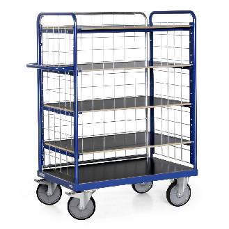 Protaurus Etagenwagen F600 mit 5 Ladeflächen und 3 Gitterwänden 1800mm hoch 1000x600mm-Beschreibung lesen