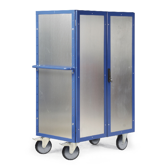 Protaurus Schrankwagen R600 mit Stahlblech- Verkleidung, Türen und Rollen 1250x780mm-Beschreibung lesen