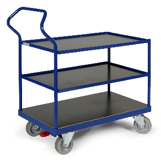 Protaurus ERGOTRUCK-Tischwagen mit 3 Ladeflächen und Schiebebügel 500kg Tragkraft 1000x700mm bündige Ladefläche-Beschreibung lesen